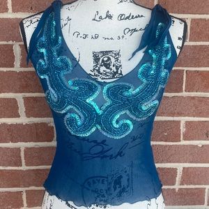 Guess by Marciano Mesh Sequin Top (Pristine Condition)
